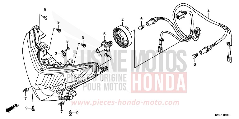 HEADLIGHT for CBR250R ABS NITRIC ORANGE (YR271) from 2013